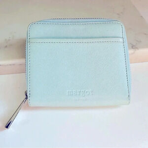 Margot New York Dana Pale Blue Leather Small Zip Around Wallet